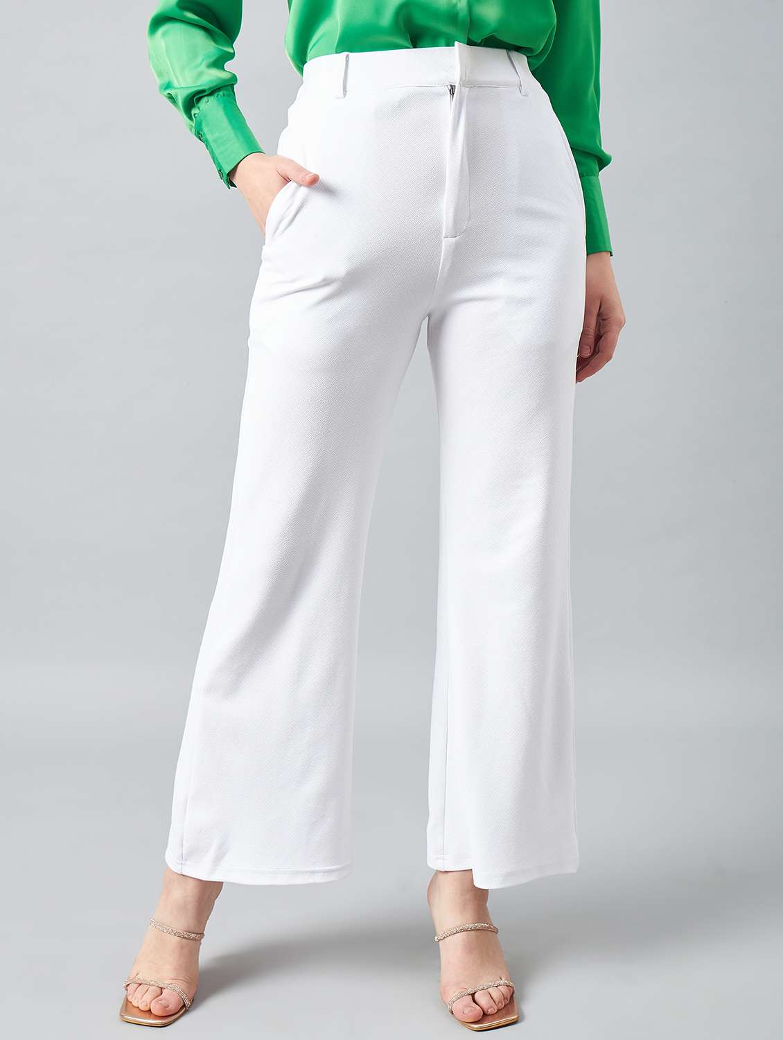 white polyester trousers