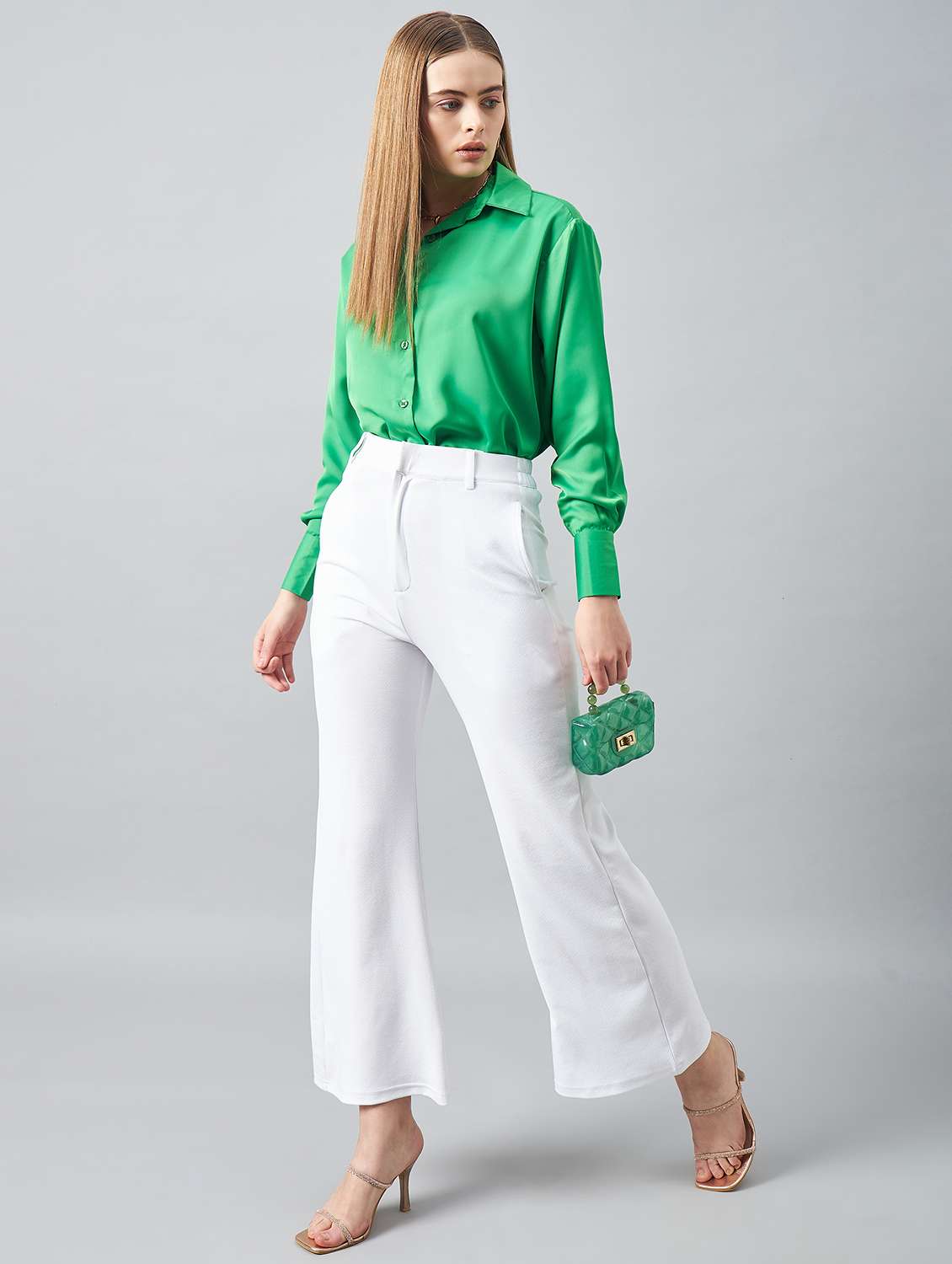 white polyester trousers - 20852792 -  Standard Image - 3