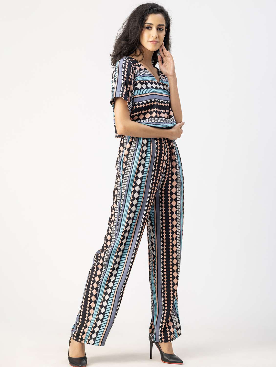 women multicolored printed full leg jumpsuit - 20852807 -  Standard Image - 3