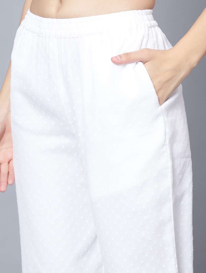 white self design chiffon shirt & trouser set - 20852884 -  Standard Image - 8