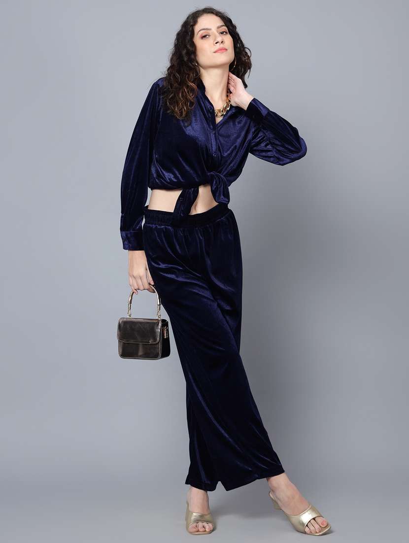 women blue solid top and trouser co-ord set - 20852890 -  Zoom Image - 0