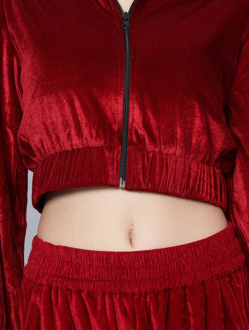 women maroon solid top and trouser co-ord set - 20852891 - Standard Image - 5