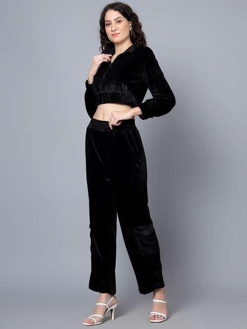 women black solid top and trouser co-ord set - 20852892 -  Standard Image - 0