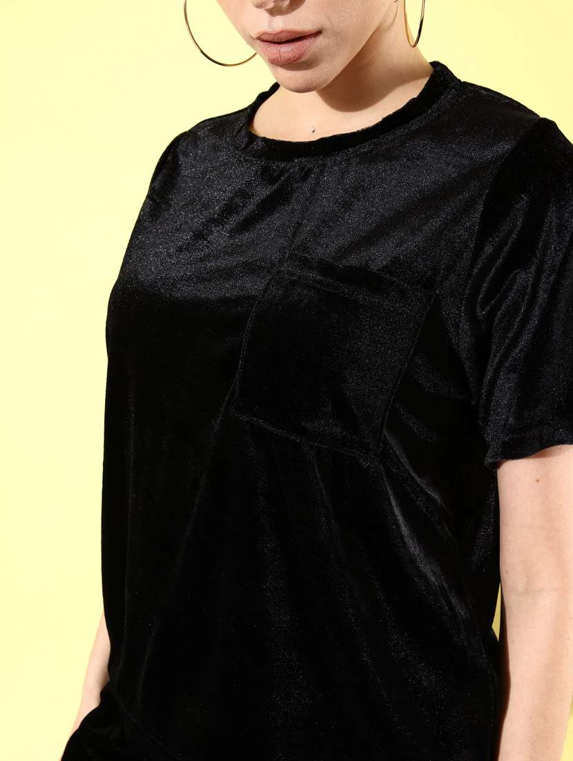 women black solid top and shorts co-ord set - 20852896 -  Standard Image - 8