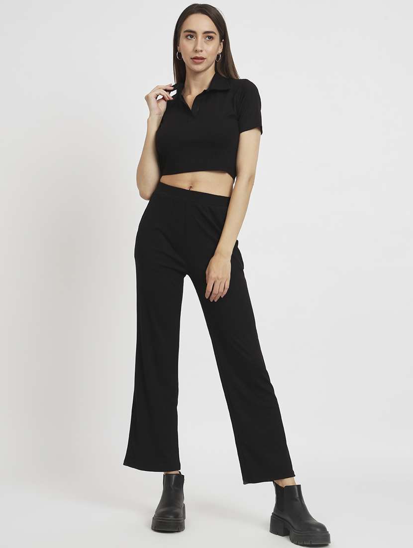 solid black top & trouser coord set - 20852900 - Zoom Image - 0