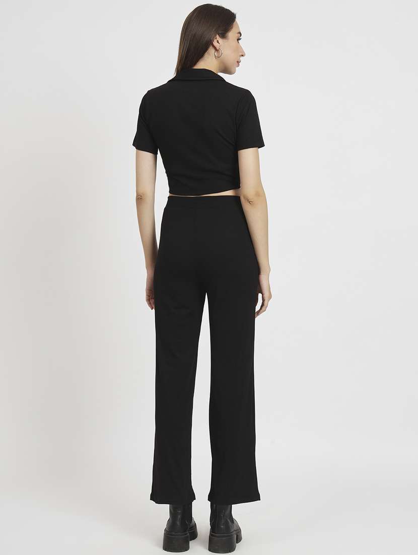 solid black top & trouser coord set - 20852900 - Standard Image - 3