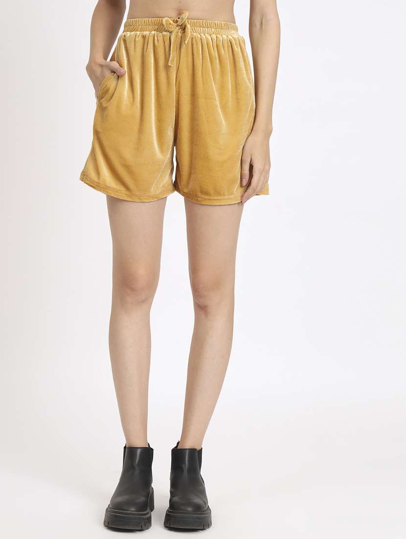 women gold solid top and shorts co-ord set - 20852903 - Standard Image - 3