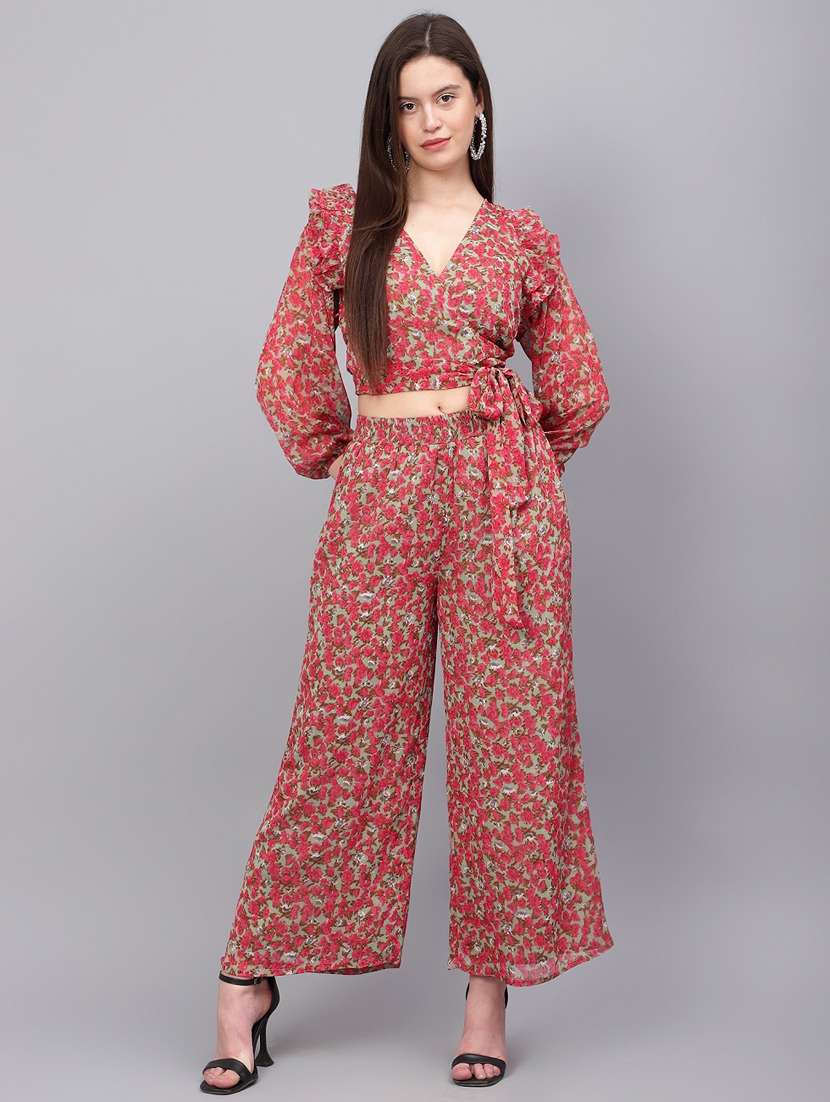 women green printed top and trouser co-ord set - 20852904 - Zoom Image - 0