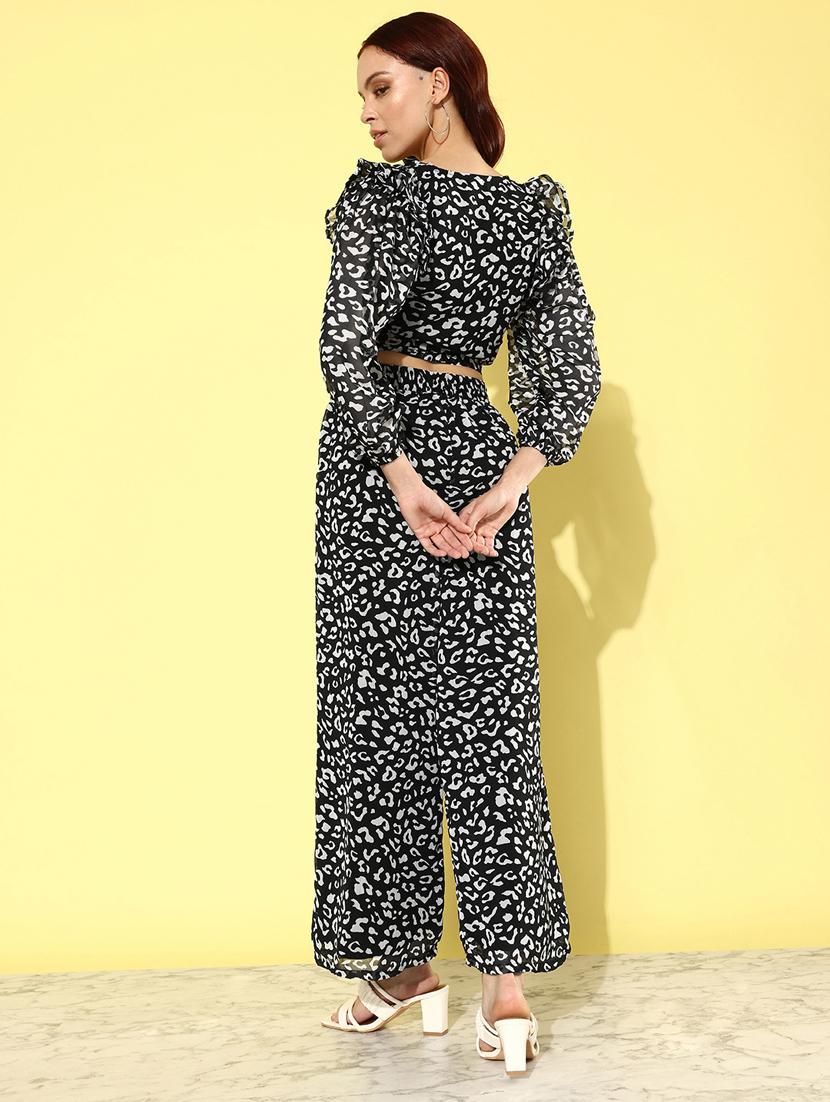 women black printed top and trouser co-ord set - 20852906 - Standard Image - 3