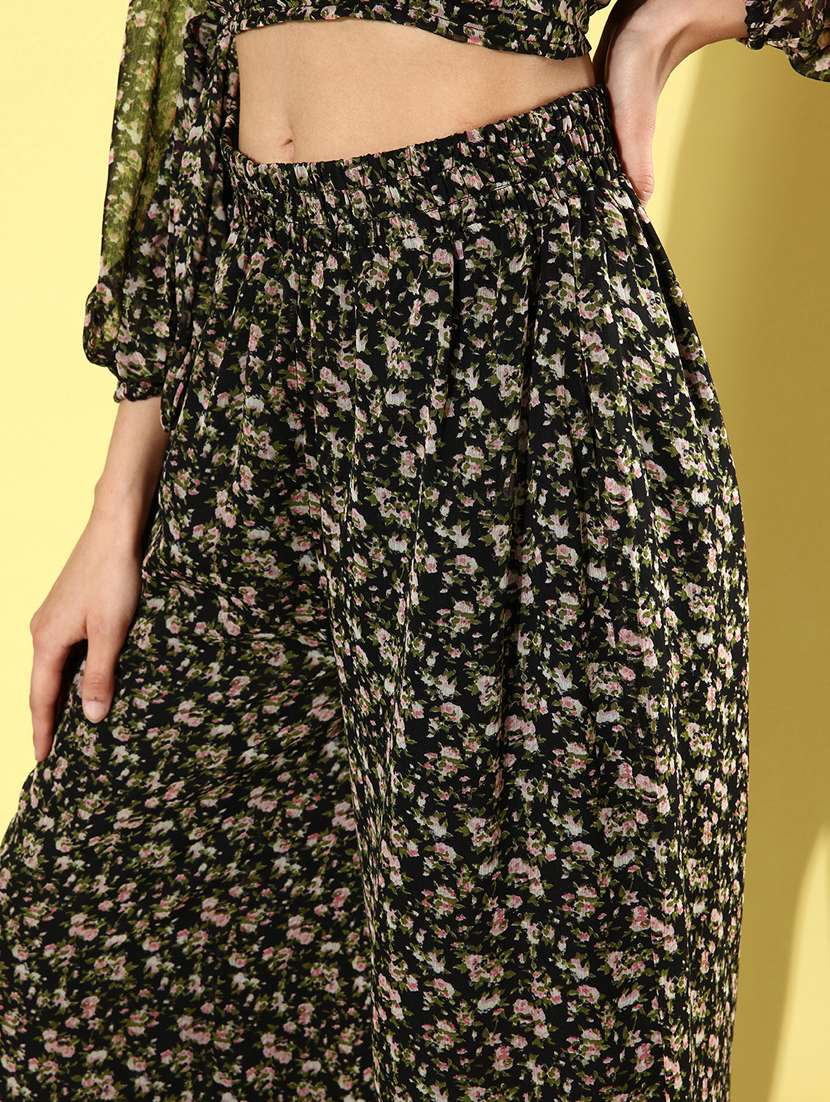black floral printed chiffon top & palazzo coord set - 20852908 - Standard Image - 5