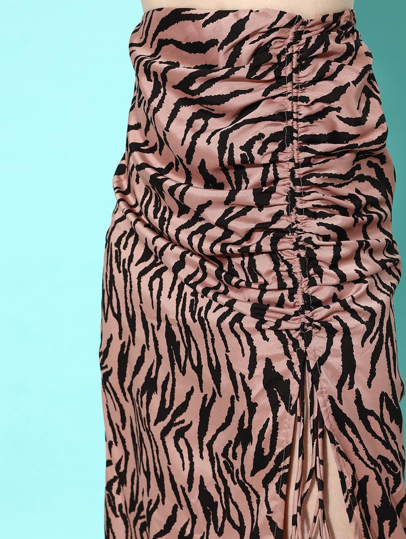 women brown printed top and skirt co-ord set - 20852917 - Standard Image - 5