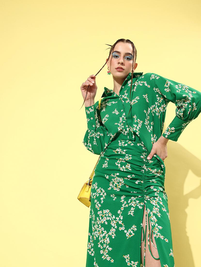 women green floral printed top and trouser co-ord set - 20852920 - Standard Image - 3