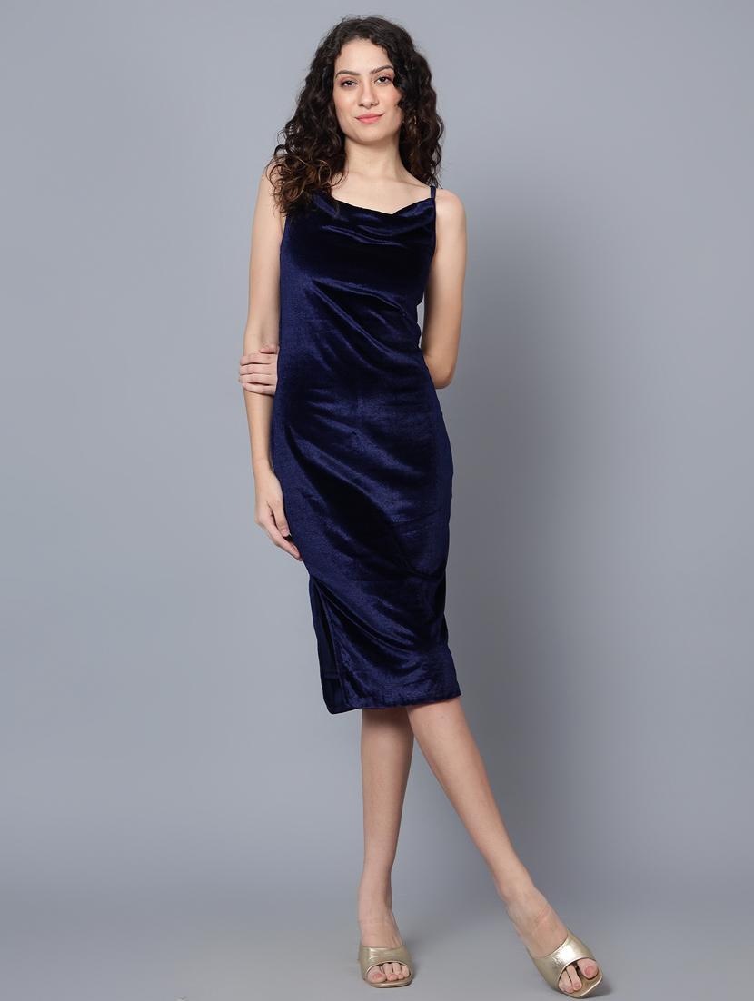 women navy blue solid bodycon dress - 20852973 - Standard Image - 3