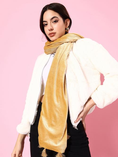 solid gold velvet muffler - 20853059 - Standard Image - 0