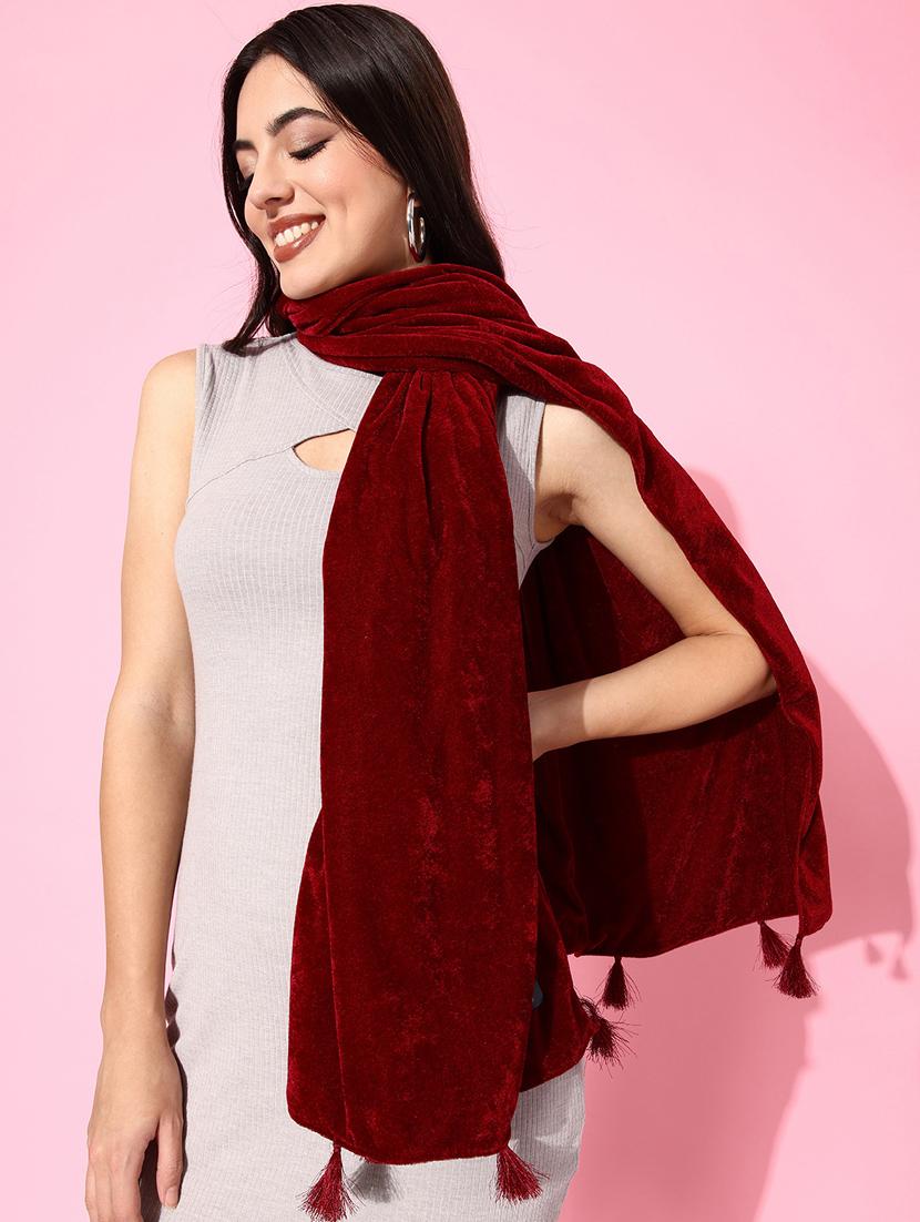 women solid fur muffler - 20853062 - Zoom Image - 0