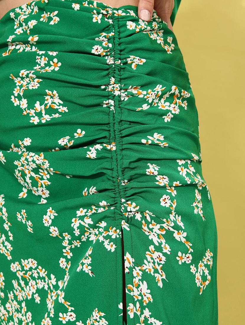 women mid-rise green floral printed a-line skirt - 20853121 - Standard Image - 3