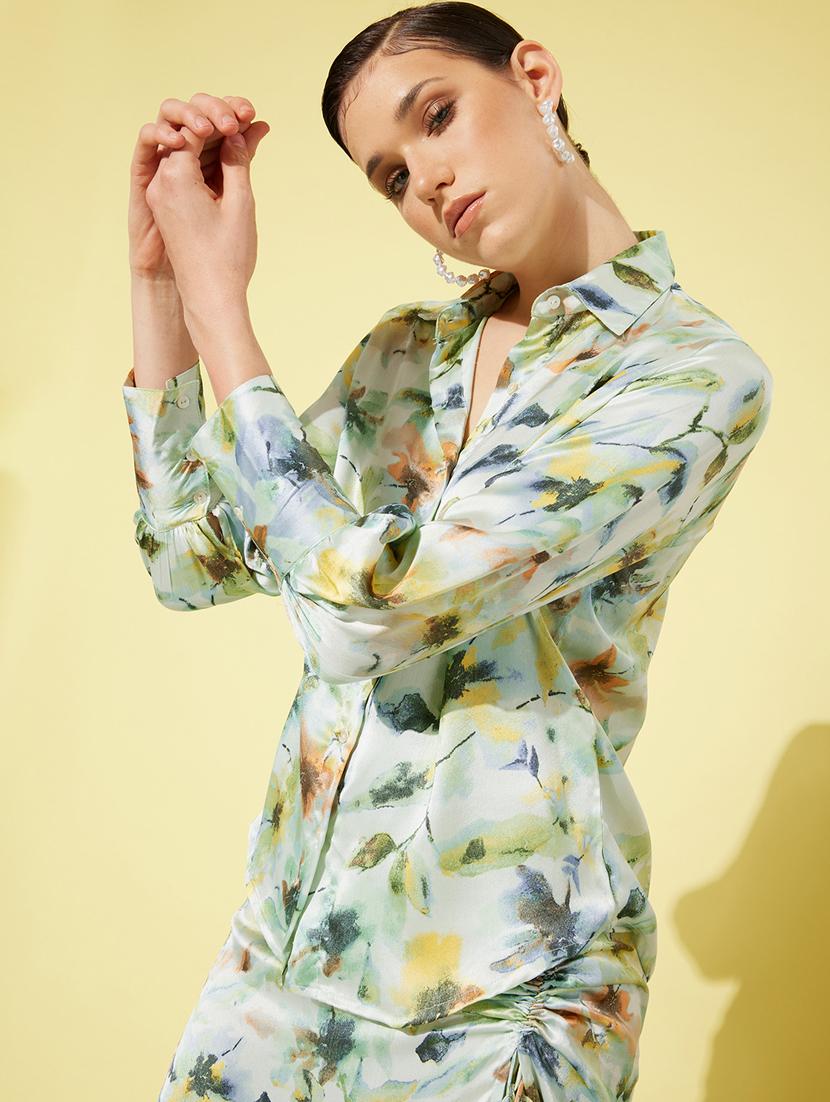 women mid-rise green printed a-line skirt - 20853122 - Standard Image - 3