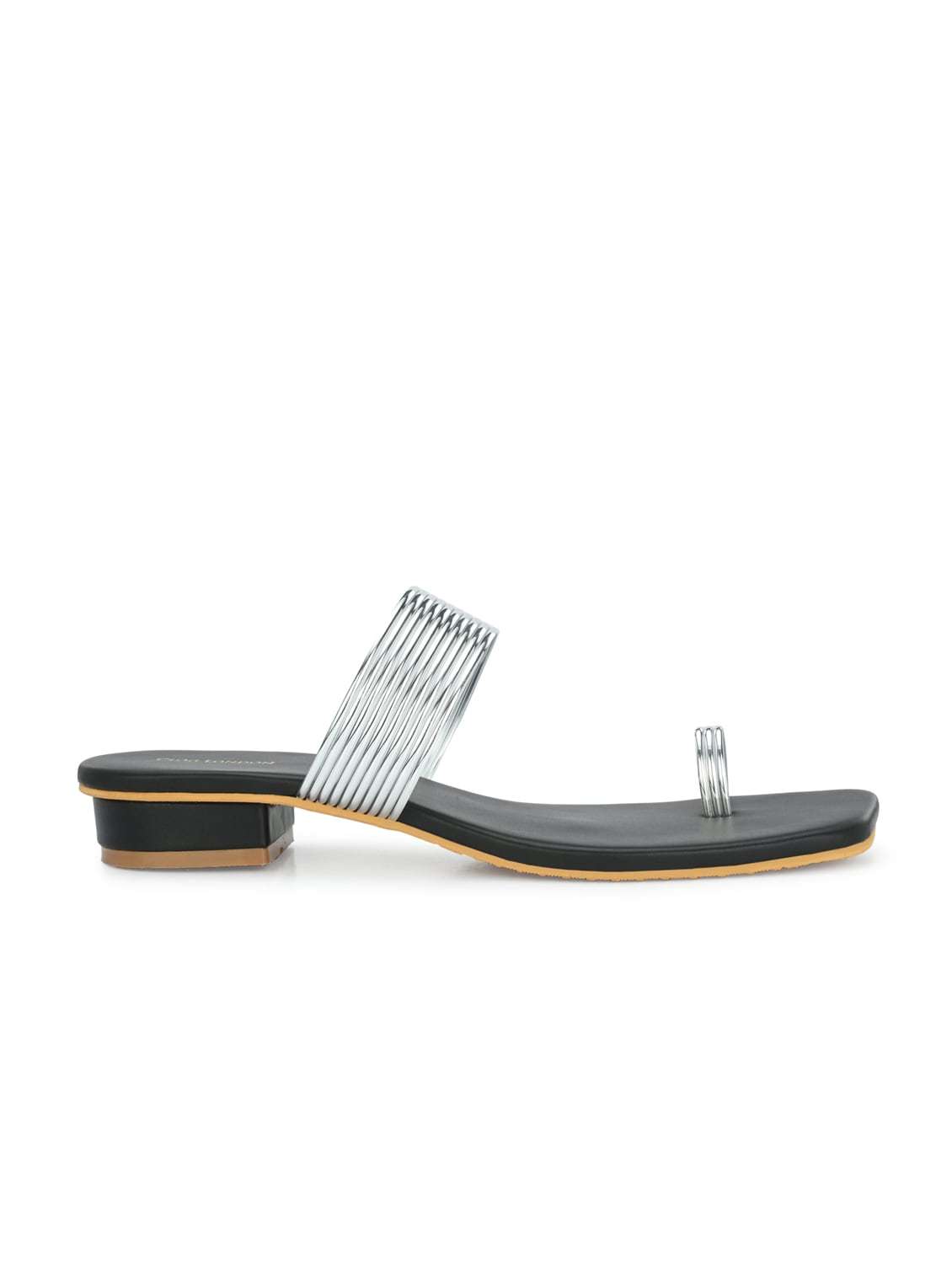 Silver Synthetic Slip On Sandals