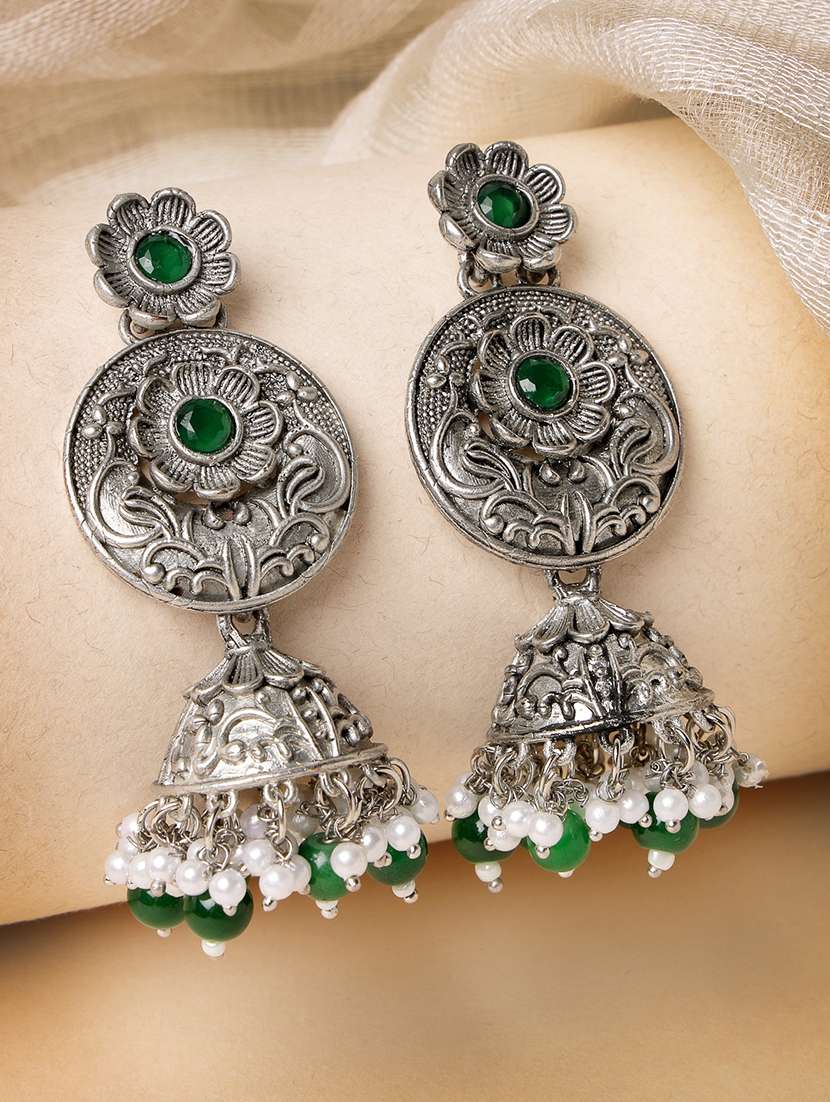 women silver plated jhumka earrings - 20855524 - Zoom Image - 0