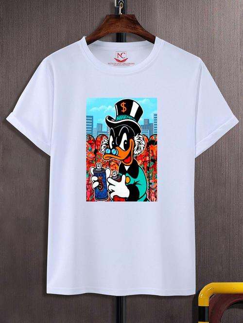 unisex white graphic printed t-shirt - 20856156 - Standard Image - 0