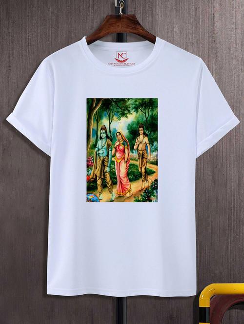unisex white polyester graphic print t-shirt - 20856230 - Standard Image - 0