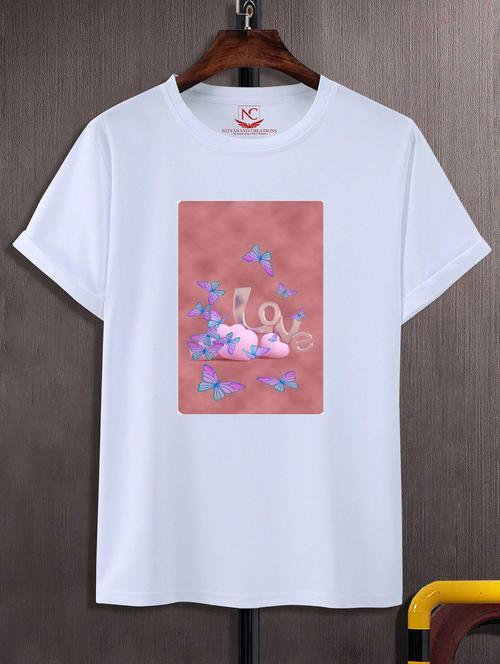 unisex white polyester graphic print t-shirt - 20856250 - Standard Image - 0
