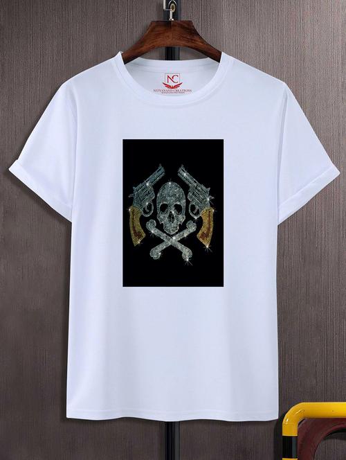 unisex white polyester graphic print t-shirt - 20856258 - Standard Image - 0