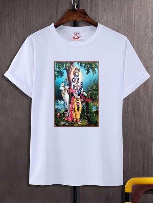 unisex white polyester graphic print t-shirt - 20856295 - Standard Image - 0