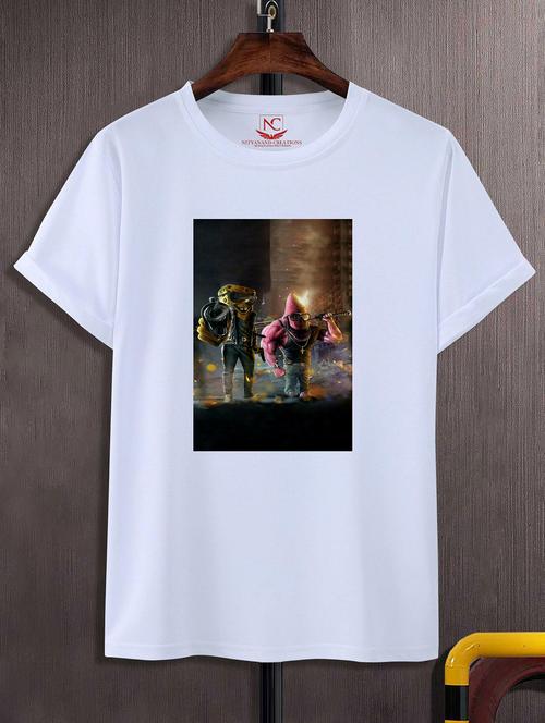 unisex white graphic printed t-shirt - 20856299 -  Standard Image - 0