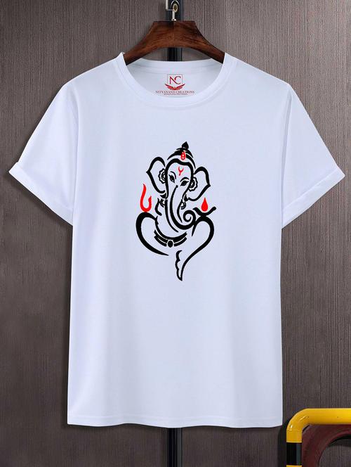 unisex white polyester graphic print t-shirt - 20856357 - Standard Image - 0