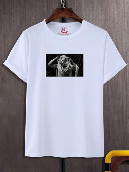 unisex white graphic printed t-shirt - 20856446 -  Standard Image - 0