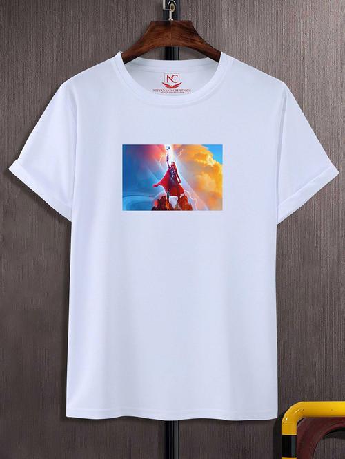 unisex white polyester graphic print t-shirt - 20856465 - Standard Image - 0