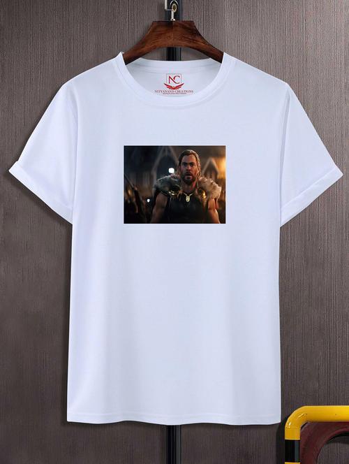 unisex white polyester graphic print t-shirt - 20856472 - Standard Image - 0