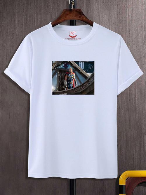 unisex white polyester graphic print t-shirt - 20856474 -  Standard Image - 0