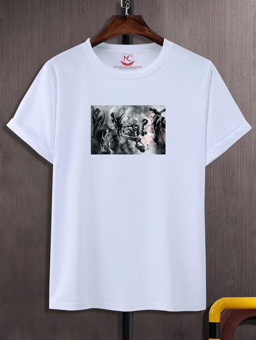 unisex white graphic printed t-shirt - 20856483 -  Standard Image - 0