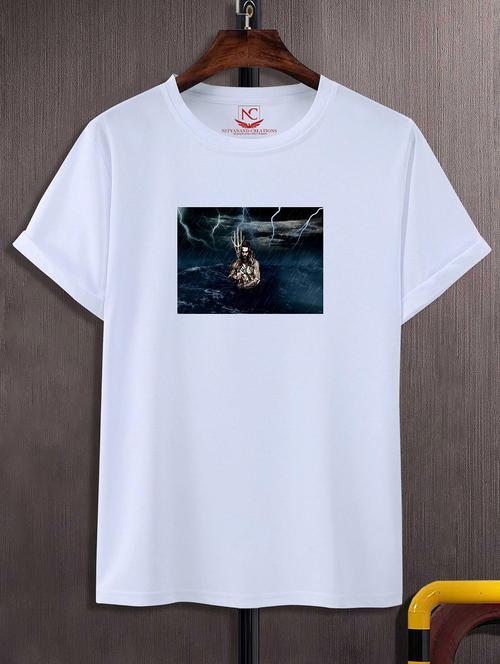 unisex white polyester graphic print t-shirt - 20856489 -  Standard Image - 0