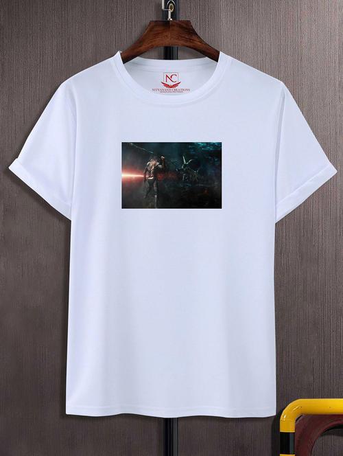unisex white polyester graphic print t-shirt - 20856491 - Standard Image - 0