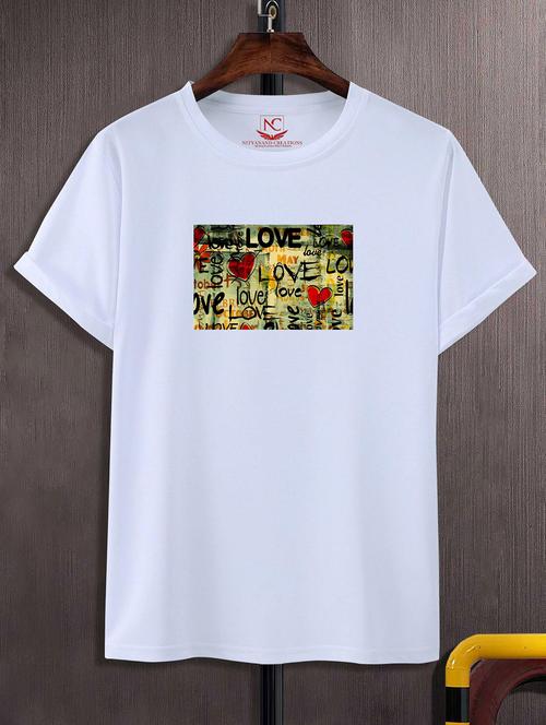 unisex white polyester graphic print t-shirt - 20856495 - Standard Image - 0