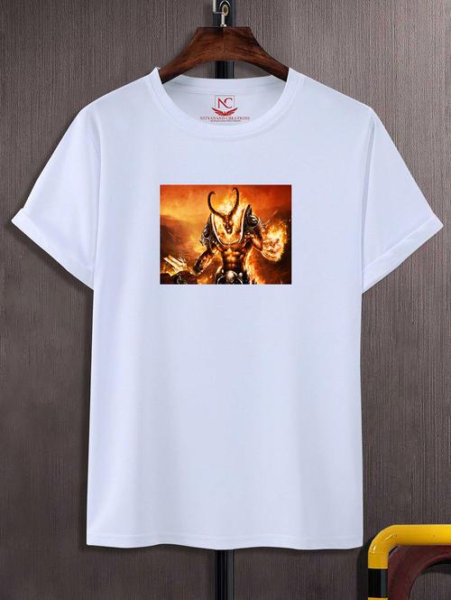 unisex white polyester graphic print t-shirt - 20856506 - Standard Image - 0