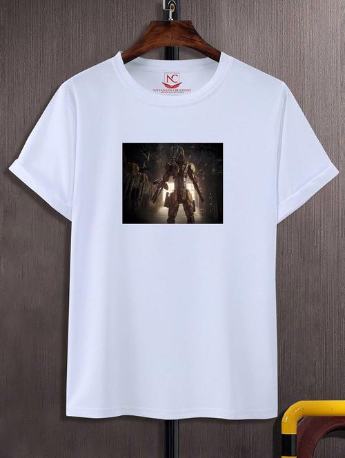 unisex white polyester graphic print t-shirt - 20856513 -  Standard Image - 0