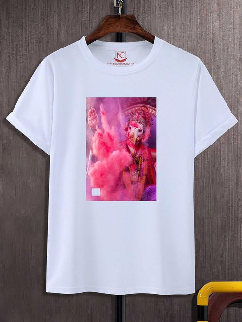 unisex white polyester graphic print t-shirt - 20856542 -  Standard Image - 0