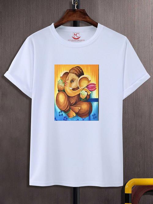 unisex white polyester graphic print t-shirt - 20856553 - Standard Image - 0
