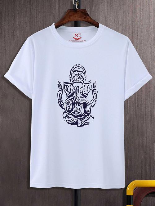 unisex white polyester graphic print t-shirt - 20856565 - Standard Image - 0