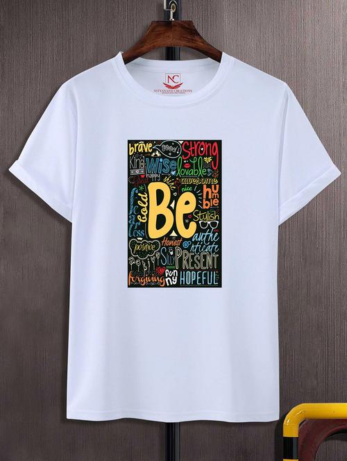 unisex white polyester graphic print t-shirt - 20856569 - Standard Image - 0