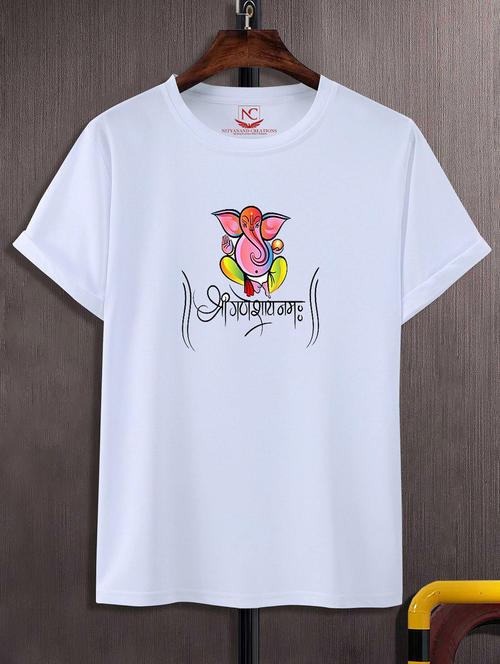 unisex white polyester graphic print t-shirt - 20856587 -  Standard Image - 0