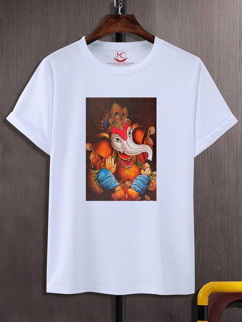 unisex white polyester graphic print t-shirt - 20856598 - Standard Image - 0