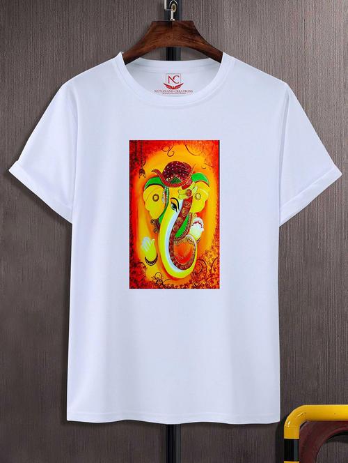 unisex white graphic printed t-shirt - 20856599 - Standard Image - 0