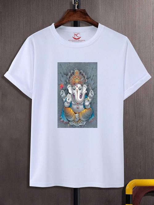 unisex white polyester graphic print t-shirt - 20856608 - Standard Image - 0