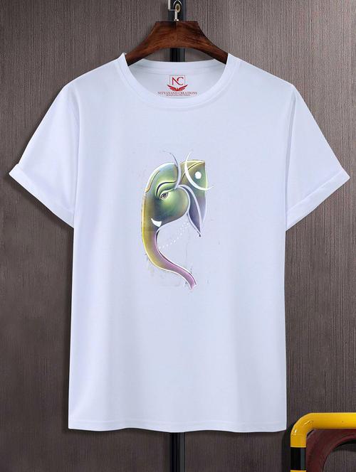 unisex white polyester graphic print t-shirt - 20856614 -  Standard Image - 0