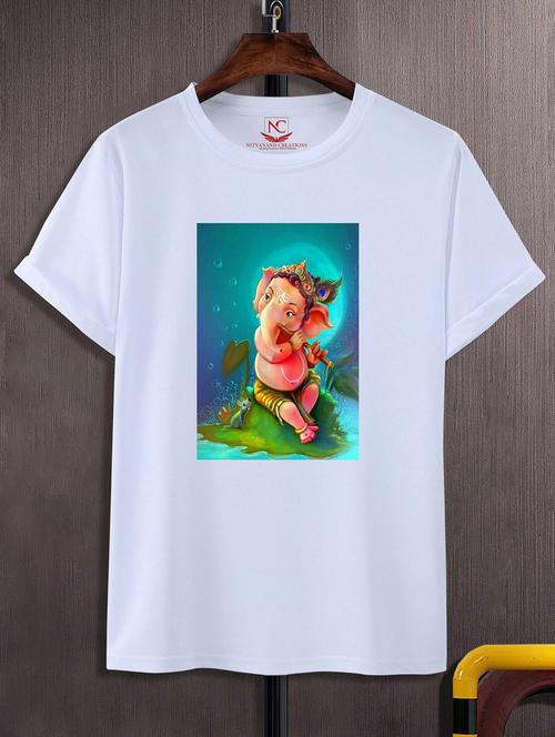 unisex white polyester graphic print t-shirt - 20856615 - Standard Image - 0